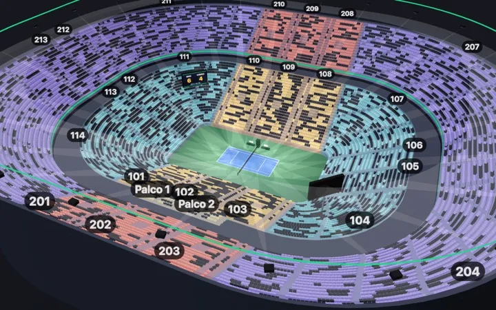 Pista central de tenis en 3D