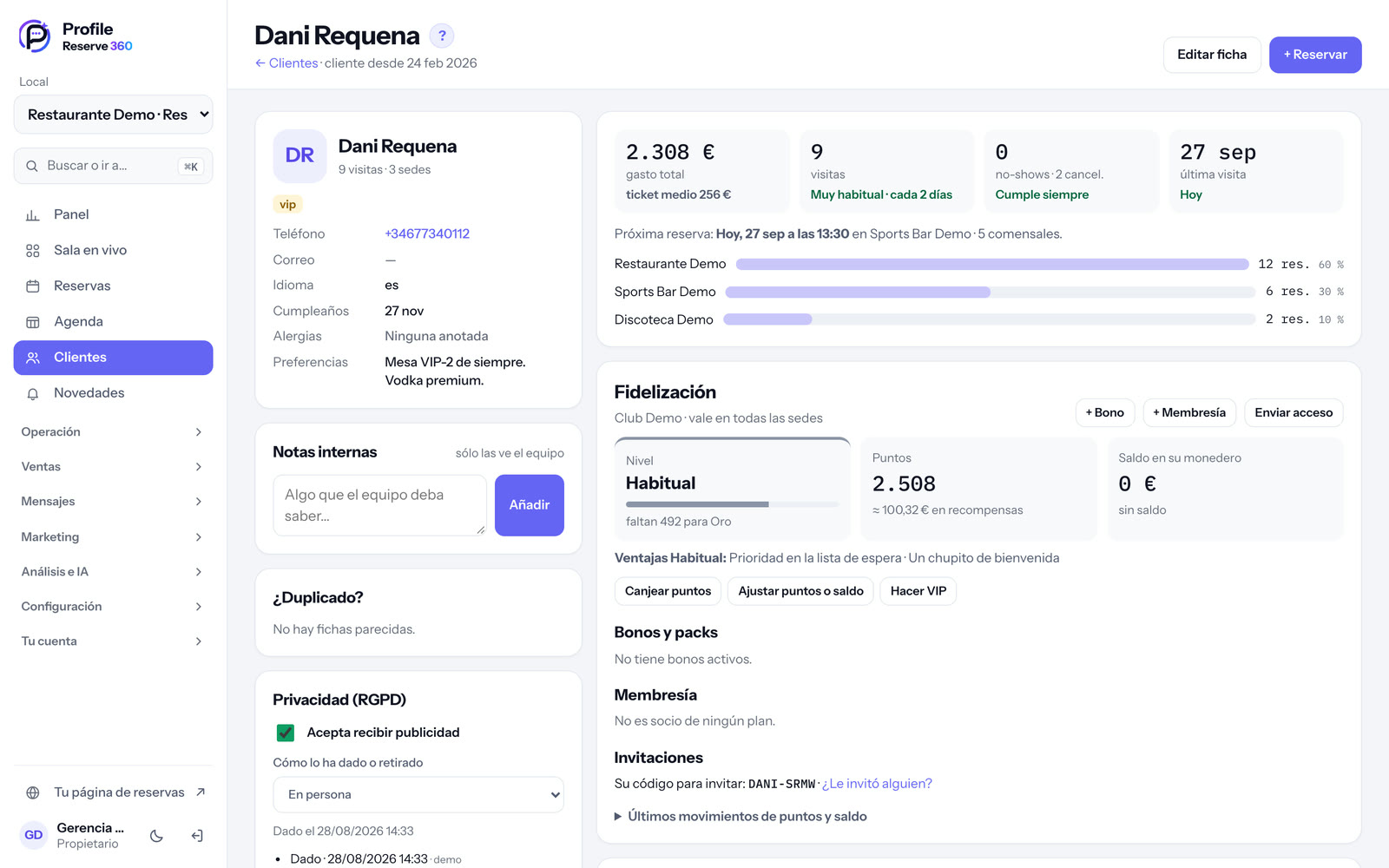 La ficha 360 de un cliente