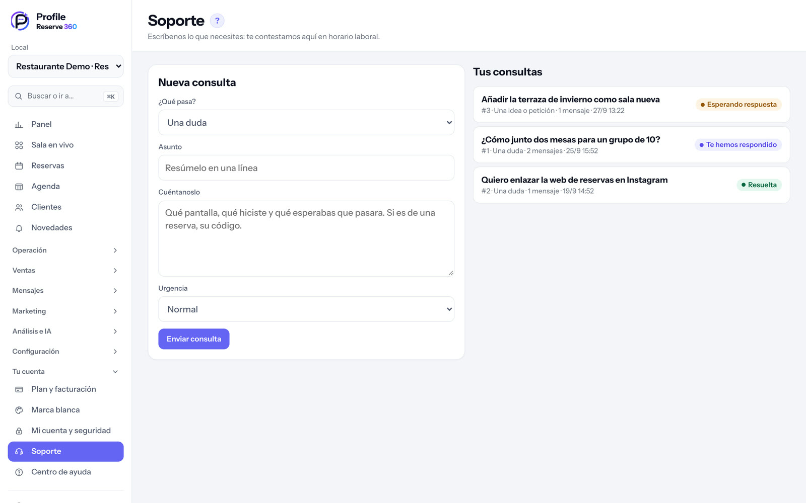 Support: new request and your conversations